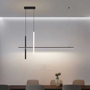 black linear chandelier